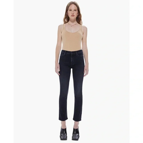New MOTHER The Mid Rise Dazzler Ankle Jeans Straight Leg Denim in Deep End Black - Picture 16 of 16